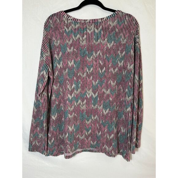 Haptics by Holly Harper Women's Loose Knit Long Sleeve Chevron Print Top Size 1X - Picture 2 of 2